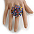 40mm Diameter/Multicoloured Glass Bead Daisy Flower Flex Ring/ Size M - view 3
