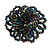40mm Diameter/Peacock Coloured Glass Bead Daisy Flower Flex Ring/ Size M/L