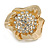 Large Clear Flower Cocktail Ring In Gold Plating - Adjustable (Size 7/8) - 5cm Diameter