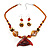 Fish Fin Glass Pendant & Earrings Set (Citrine & Amber Coloured)