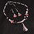 Romantic Pink Teardrop Pendant & Earrings Glass Fashion Set - view 4