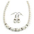 White Classic Simulated Glass Pearl Necklace & Drop Earring Set - view 2