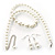 White Classic Simulated Glass Pearl Necklace & Drop Earring Set - view 5