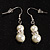 White Classic Simulated Glass Pearl Necklace & Drop Earring Set - view 8