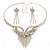 Clear Crystal Modern Appeal Bib Necklace and Earrings Set (Silver Tone) - view 3