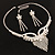 Clear Crystal Modern Appeal Bib Necklace and Earrings Set (Silver Tone) - view 10
