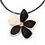 Grey/Light Cream Enamel Flower Pendant Necklace & Drop Earrings Set - 36cm Length (6cm extender) - view 3