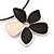 Grey/Light Cream Enamel Flower Pendant Necklace & Drop Earrings Set - 36cm Length (6cm extender) - view 5