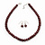 Chocolate Brown Glass Bead Necklace & Drop Earring Set In Silver Metal - 38cm Length/ 4cm Extension - view 3