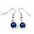 Violet Blue Glass Bead Necklace & Drop Earring Set In Silver Metal - 38cm L/ 4cm Ext - view 3