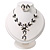 Bridal Y-Shape Light Cream Faux Pearl Diamante Necklace & Stud Earring Set In Black Metal