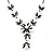 Bridal Y-Shape Light Cream Faux Pearl Diamante Necklace & Stud Earring Set In Black Metal - view 4