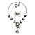 Bridal Y-Shape Light Cream Faux Pearl Diamante Necklace & Stud Earring Set In Black Metal - view 3