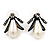 Bridal Y-Shape Light Cream Faux Pearl Diamante Necklace & Stud Earring Set In Black Metal - view 6