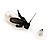 Bridal Y-Shape Light Cream Faux Pearl Diamante Necklace & Stud Earring Set In Black Metal - view 8