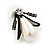Bridal Y-Shape Light Cream Faux Pearl Diamante Necklace & Stud Earring Set In Black Metal - view 13