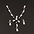 Bridal Y-Shape Light Cream Faux Pearl Diamante Necklace & Stud Earring Set In Black Metal - view 9