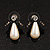 Bridal Y-Shape Light Cream Faux Pearl Diamante Necklace & Stud Earring Set In Black Metal - view 15