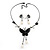 Romantic Faux Pearl 'Butterfly' Necklace & Drop Earrings Set In Black Metal - view 7