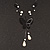 Romantic Faux Pearl 'Butterfly' Necklace & Drop Earrings Set In Black Metal - view 16
