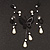 Romantic Faux Pearl 'Butterfly' Necklace & Drop Earrings Set In Black Metal - view 4