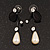Romantic Faux Pearl 'Butterfly' Necklace & Drop Earrings Set In Black Metal - view 17