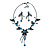 Delicate Y-Shape Blue Rose Necklace & Drop Earring Set In Black Metal - view 11