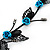 Delicate Y-Shape Blue Rose Necklace & Drop Earring Set In Black Metal - view 5