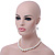 White Simulated Glass Pearl Necklace, Flex Bracelet & Drop Earrings Set With Diamante Rings - 38cm Length - view 18