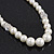 White Simulated Glass Pearl Necklace, Flex Bracelet & Drop Earrings Set With Diamante Rings - 38cm Length - view 12