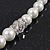 White Simulated Glass Pearl Necklace, Flex Bracelet & Drop Earrings Set With Diamante Rings - 38cm Length - view 10