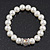 White Simulated Glass Pearl Necklace, Flex Bracelet & Drop Earrings Set With Diamante Rings - 38cm Length - view 8