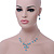 Bridal Teal/Clear Diamante 'Teardrop' Necklace & Earrings Set In Silver Plating - view 4