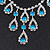 Bridal Teal/Clear Diamante 'Teardrop' Necklace & Earrings Set In Silver Plating - view 8
