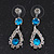 Bridal Teal/Clear Diamante 'Teardrop' Necklace & Earrings Set In Silver Plating - view 6
