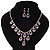 Bridal Purple/Clear Diamante 'Teardrop' Necklace & Earrings Set In Silver Plating - view 2