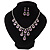 Bridal Purple/Clear Diamante 'Teardrop' Necklace & Earrings Set In Silver Plating - view 9