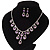 Bridal Purple/Clear Diamante 'Teardrop' Necklace & Earrings Set In Silver Plating - view 8