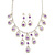 Bridal Purple/Clear Diamante 'Teardrop' Necklace & Earrings Set In Silver Plating