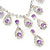 Bridal Purple/Clear Diamante 'Teardrop' Necklace & Earrings Set In Silver Plating - view 3