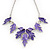 Purple/Violet Blue Enamel 'Leaf' Necklace & Drop Earrings Set In Silver Plating - 40cm Length/ 6cm Extension - view 7
