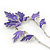 Purple/Violet Blue Enamel 'Leaf' Necklace & Drop Earrings Set In Silver Plating - 40cm Length/ 6cm Extension - view 8