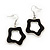 Black Enamel 'Star' Necklace & Drop Earrings Set In Silver Plating - 38cm Length/ 6cm Extension - view 5