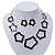 Black Enamel 'Star' Necklace & Drop Earrings Set In Silver Plating - 38cm Length/ 6cm Extension - view 11