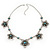 Burn Silver Textured 'Flower' Necklace & Drop Earrings Set With Blue Crystals - 40cm Length / 6cm Extension - view 7