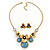 Burn Gold Diamante 'Flower' Necklace With Blue Stones & Stud Earrings Set - 42cm Length/ 6cm Extension - view 3
