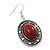 Coral Red Oval Medallion Flex Wire Necklace & Earrings Set In Silver Plating - Adjustable - view 6