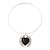 Black 'Heart' Pendant Flex Wire Necklace & Drop Earrings Set In Silver Plating - Adjustable - view 7