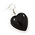 Black 'Heart' Pendant Flex Wire Necklace & Drop Earrings Set In Silver Plating - Adjustable - view 6