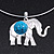 Silver Plated Flex Wire 'Elephant' Pendant Necklace & Drop Earrings Set With Turquoise Stone - Adjustable - view 5